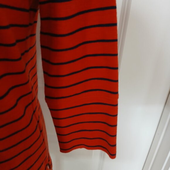 Merona Tunic Top Women’s Size XS Red Black Striped Long Sleeve Back Zip Stretch - Picture 3 of 8